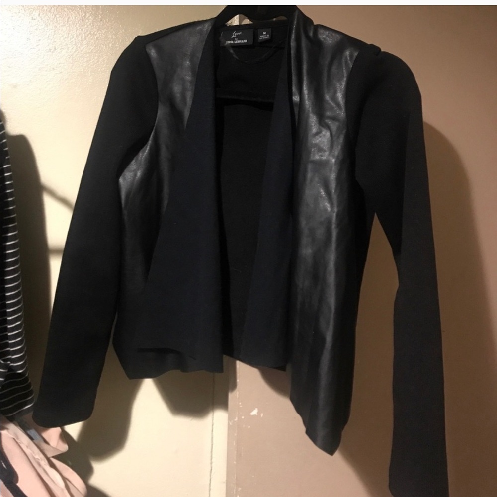 Faux leather Cardigan Sweater